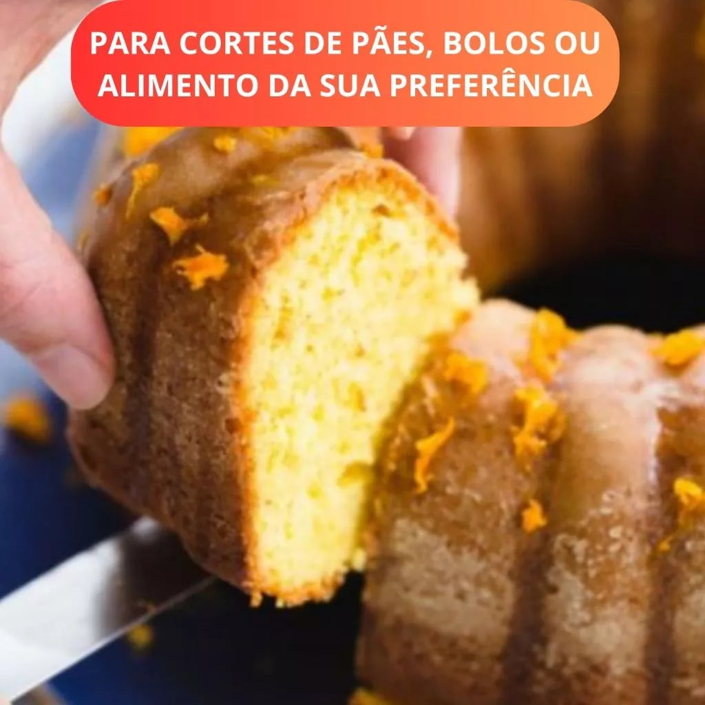 Faca de pão inox profissional com corte serrilhado preciso. Sofisticação, durabilidade e design elegante para sua cozinha | Alma & Casa.