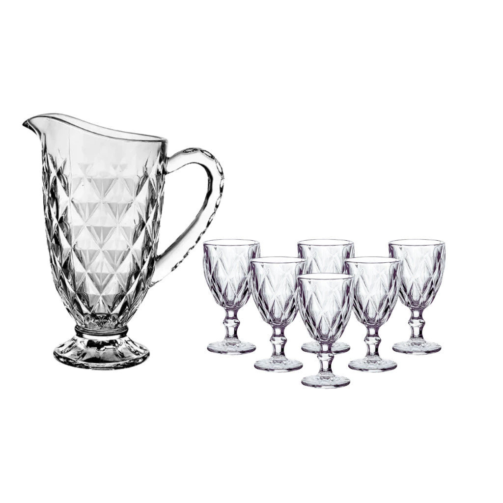 Jarra e Taças Diamante: Elegância à Primeira Vista | Alma & Casa