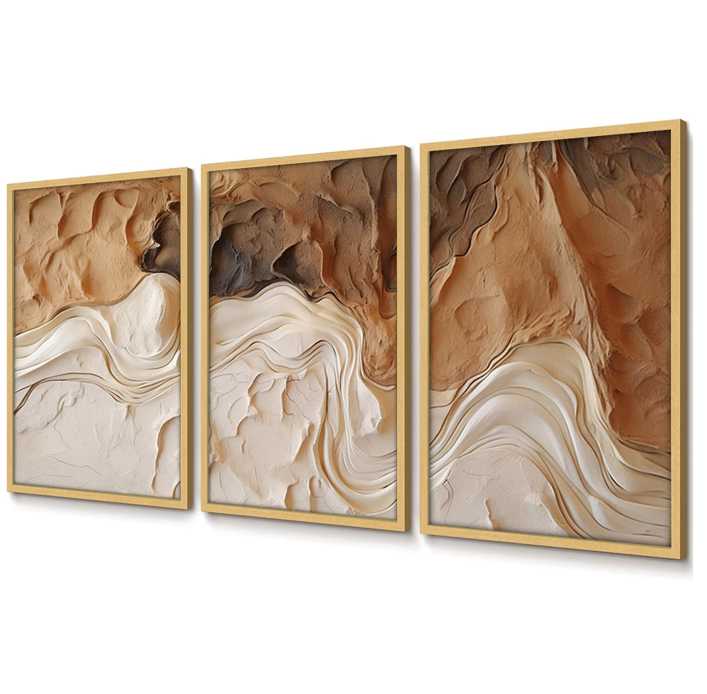 Quadros Trípticos Orgânico em Tons Terrosos | Alma & Casa
