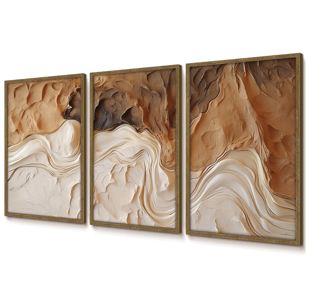 Quadros Trípticos Orgânico em Tons Terrosos | Alma & Casa