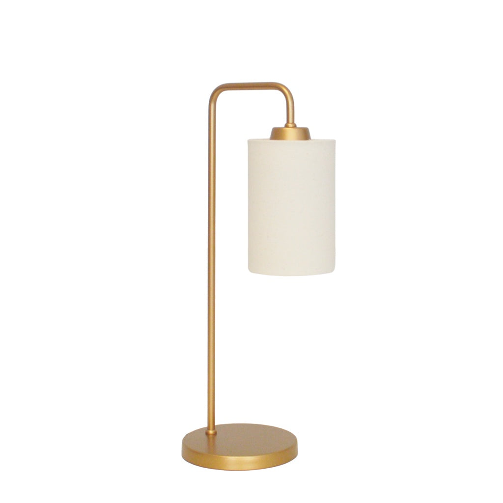 Abajur Dourado Retrô com Cúpula Cru – Sofisticação e Aconchego | Alma & Casa