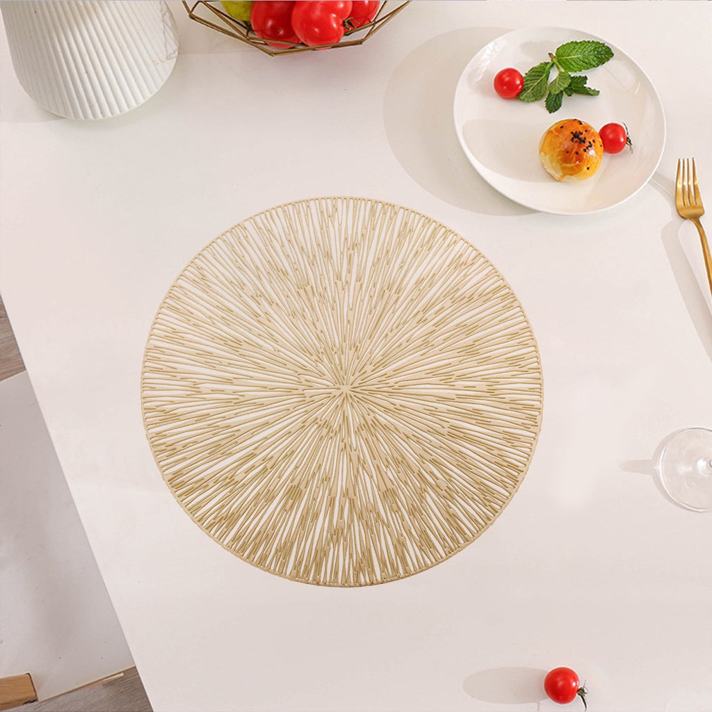 Sousplat Dourado Redondo PVC – Kit 6 Lugares | Alma & Casa