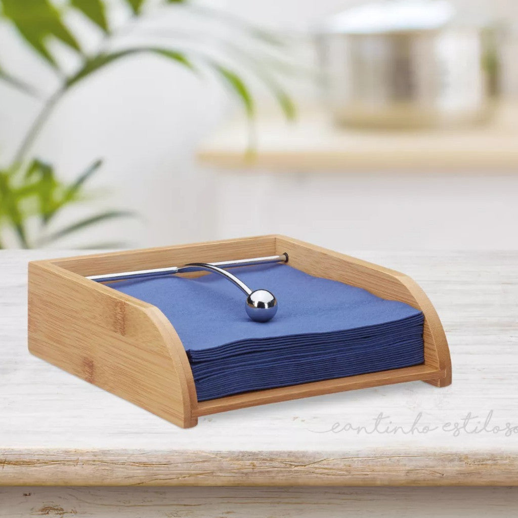 Porta-Guardanapos em Bambu e Metal Elegante | Alma & Casa