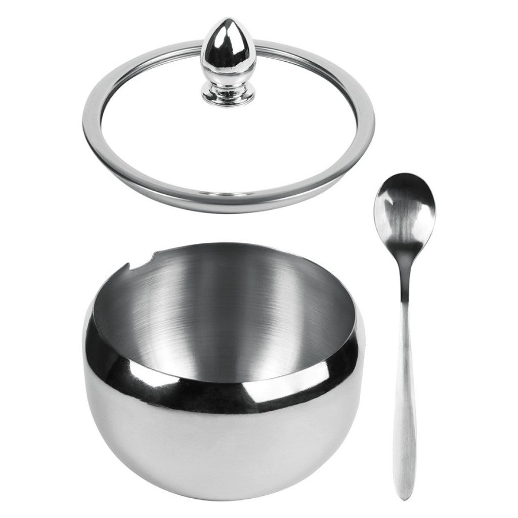 Açucareiro de Inox com Tampa de Vidro Elegante | Alma & Casa