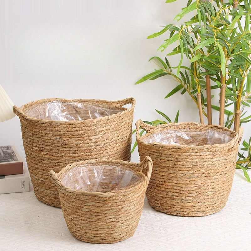 Cesto Cachepot de Palha Natural – Elegância e Natureza 01 pça | Alma & Casa