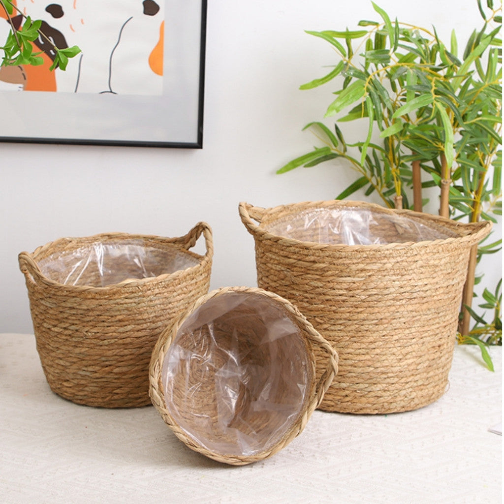 Cesto Cachepot de Palha Natural – Elegância e Natureza 01 pça | Alma & Casa