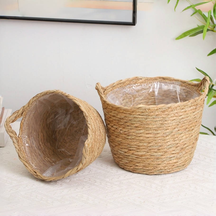 Cesto Cachepot de Palha Natural – Elegância e Natureza 01 pça | Alma & Casa