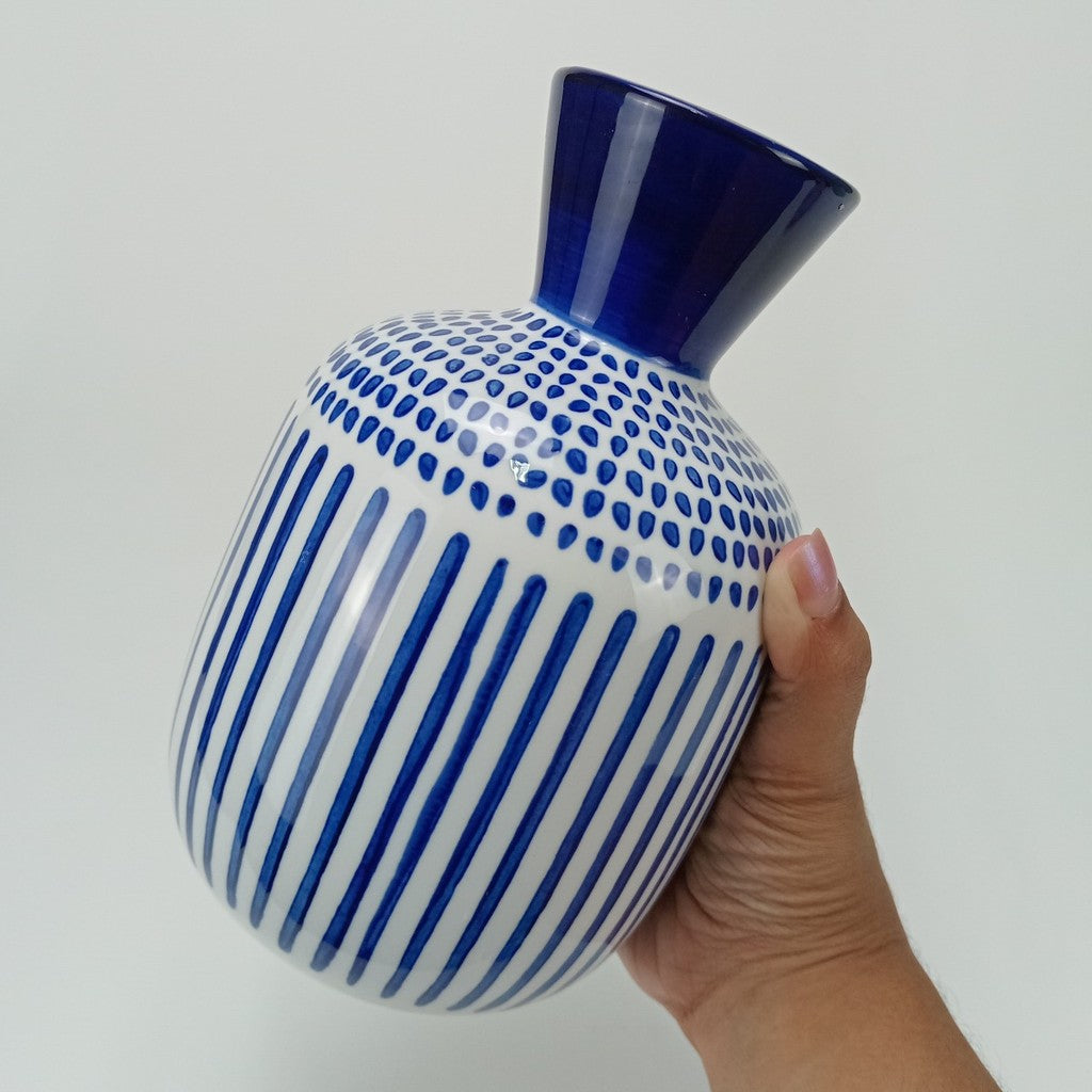 Vaso Decorativo em Cerâmica Azul Elegante | Alma & Casa