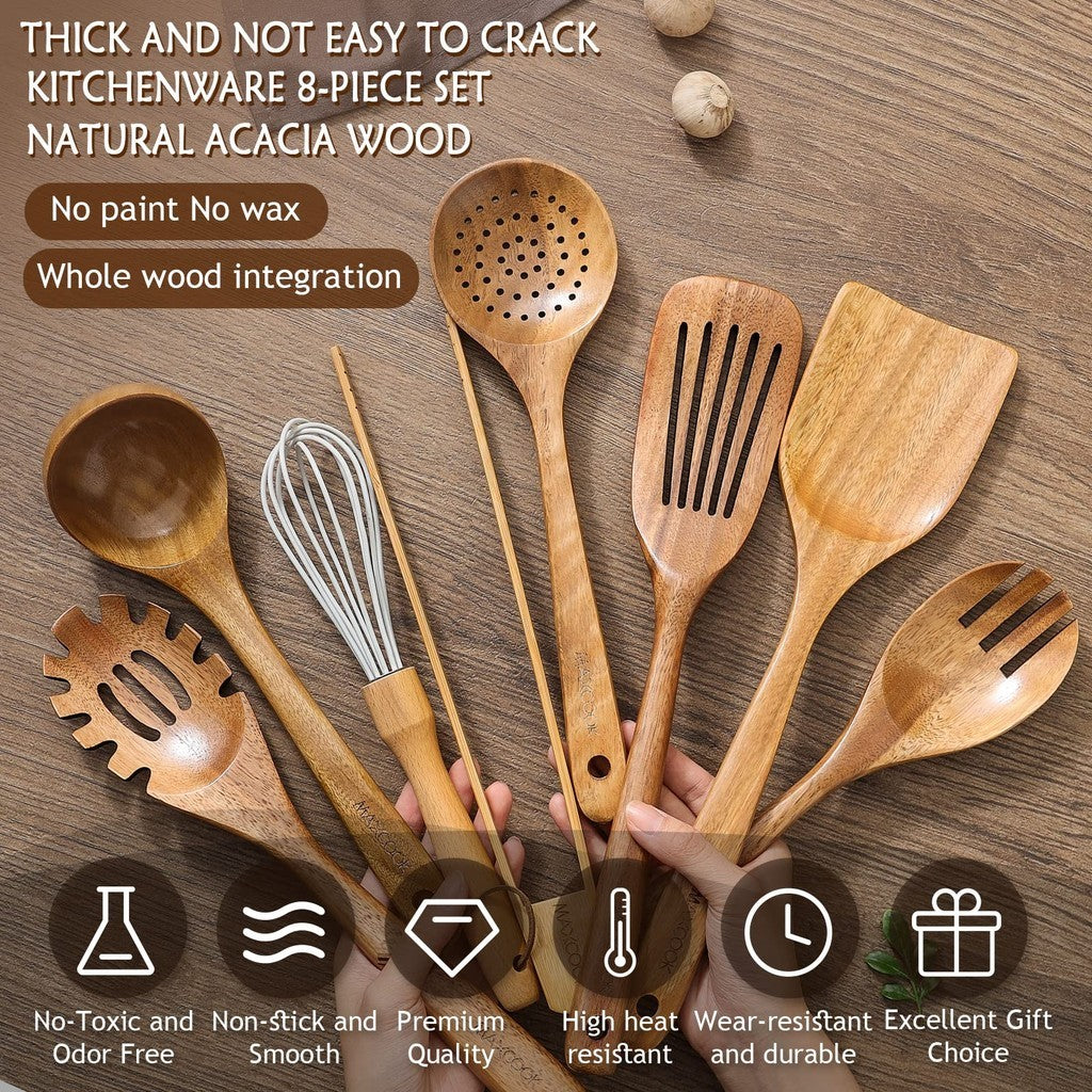 Conjunto de Utensílios de Cozinha em Madeira 8pcs | Alma & Casa