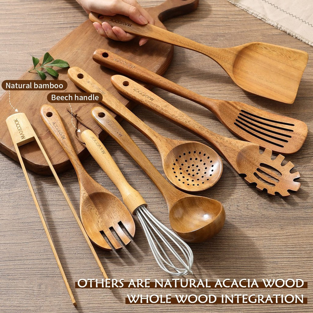 Conjunto de Utensílios de Cozinha em Madeira 8pcs | Alma & Casa