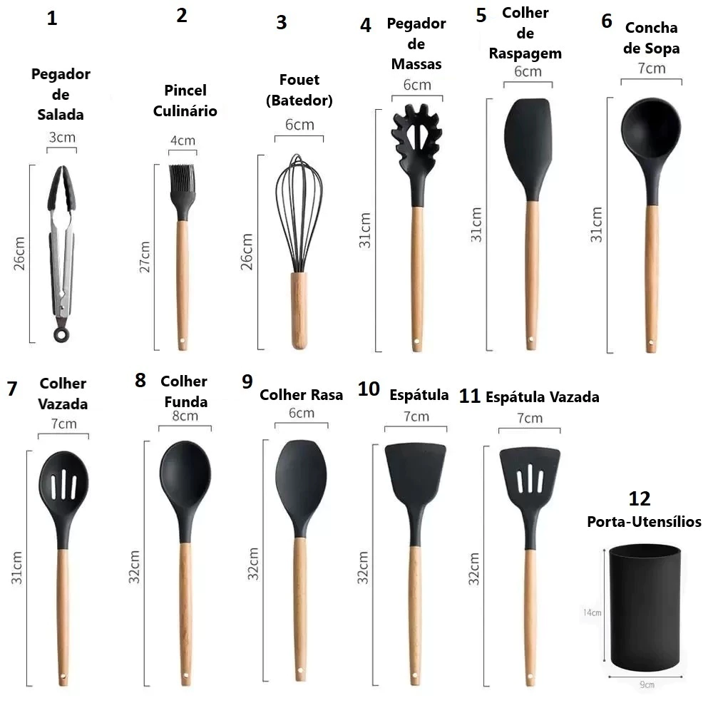 Conjunto de Utensílios Elegância Culinária 12 pcs | Alma & Casa