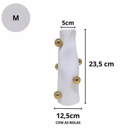 Cachepot Porcelana Branco com Detalhes Dourados | Alma & Casa