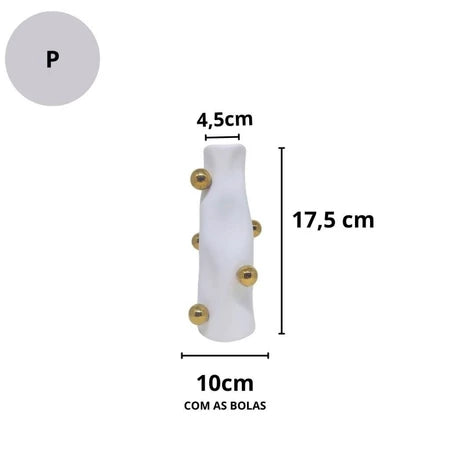 Cachepot Porcelana Branco com Detalhes Dourados | Alma & Casa