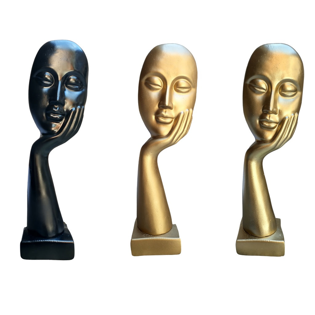 Estatueta Enfeite Decorativo Mão Na Face Escultura De Gesso