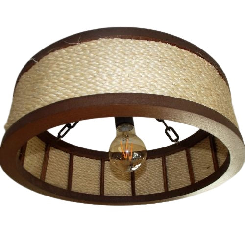 Luminária Lustre Pendente De Madeira 36 Cm