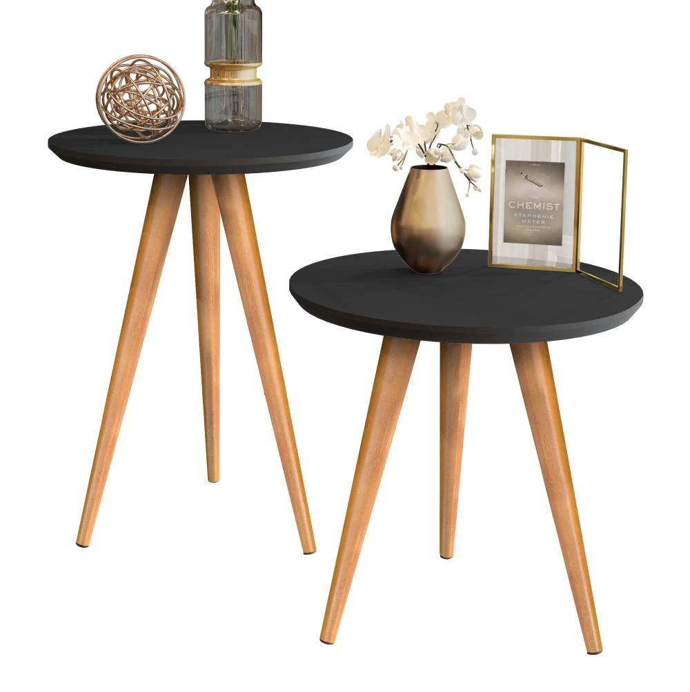 Conjunto de Mesas para Sala Classic Sofá Redonda com Pés Palito Decoração