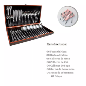 Faqueiro Premium 42 Peças com Maleta de Madeira | Alma & Casa