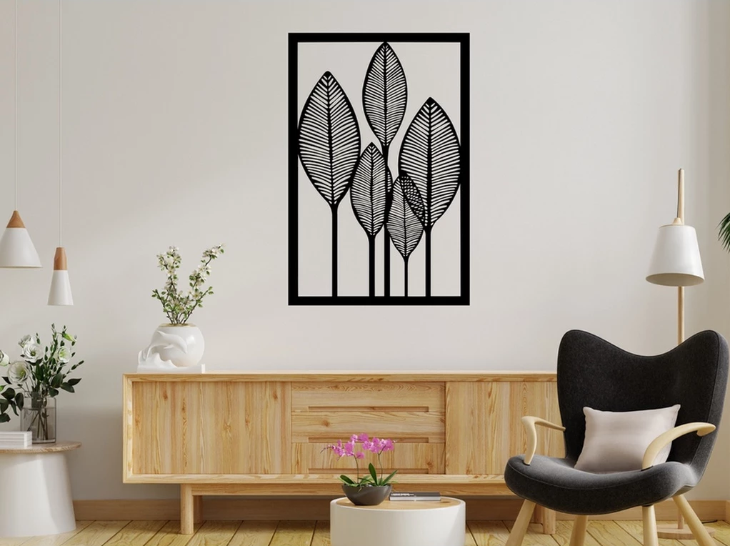 Quadro Arte e Leveza no Espaço em Folhas | Alma & Casa