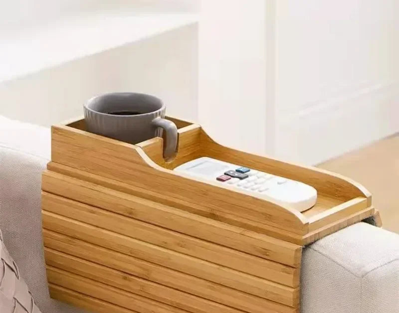 Suporte para Copos de Sofá em Bambu | Dobrável e Ecológico | Alma & Casa