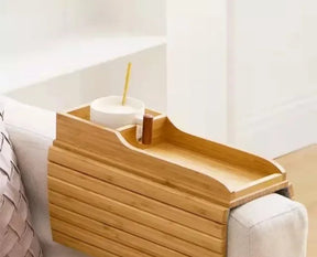 Suporte para Copos de Sofá em Bambu | Dobrável e Ecológico | Alma & Casa