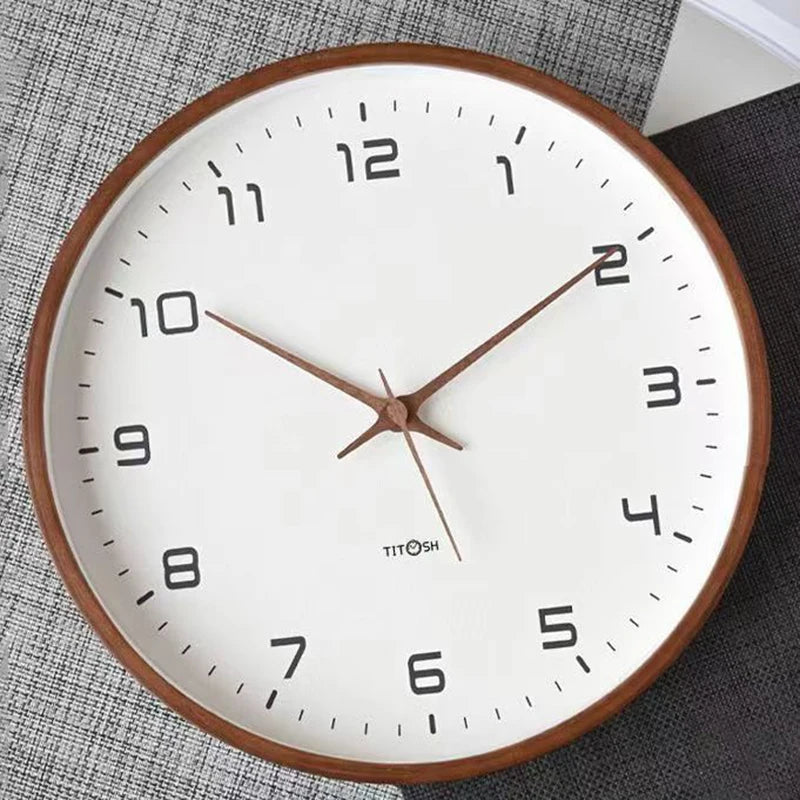 Relojes de pared de madera nórdicos, decoración de pared japonesa, reloj silencioso minimalista moderno, colgante de pared para sala de estar