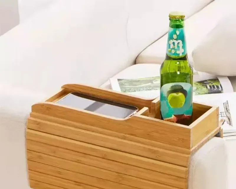 Suporte para Copos de Sofá em Bambu | Dobrável e Ecológico | Alma & Casa