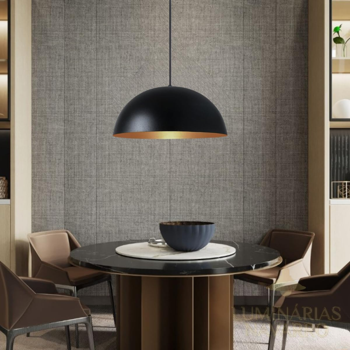 Pendente Meia Lua 34cm em Alumínio – Design Moderno e Sofisticado | Alma & Casa