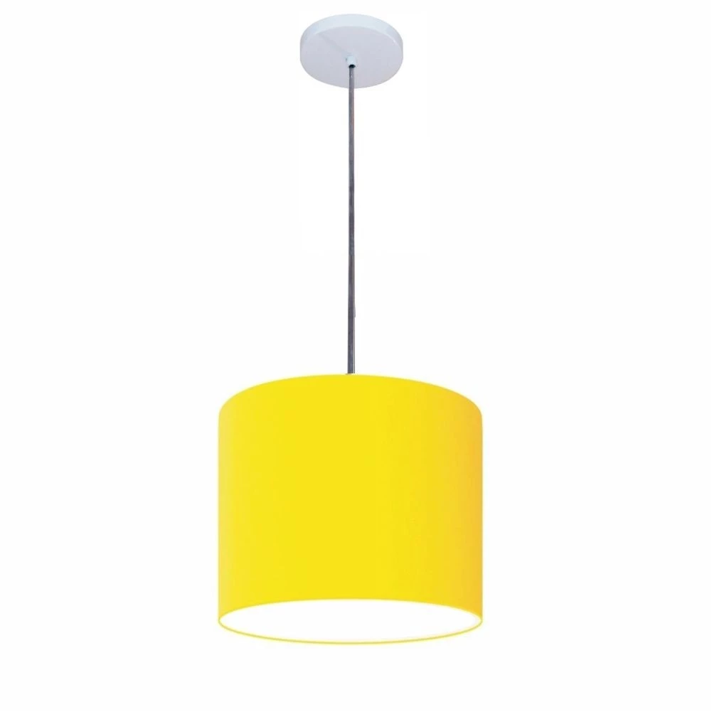 Lustre Luminária Pendente Vivare Free Lux PE-4105BR Cúpula em Tecido 20x22cm