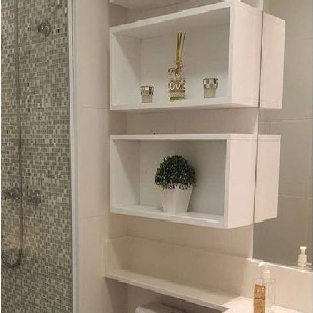 Kit Com 2 Nichos Para Banheiro Branco 50x25x12