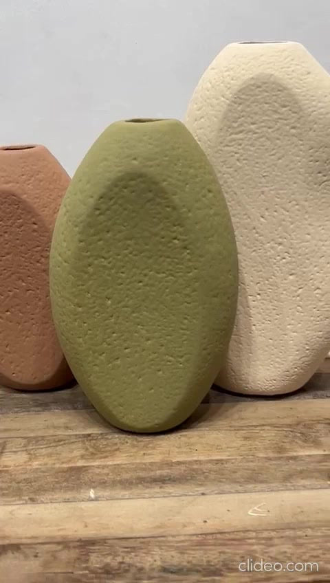 Trio de Vasos de Cerâmica Bege, Verde e Marrom | Alma & Casa
