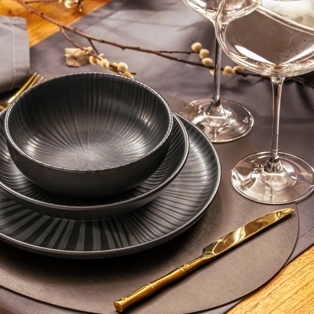 Conjunto de Jantar Flat Ônix: Design Natural e Sofisticado | Alma & Casa