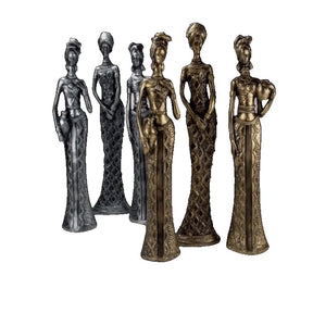 Trio De Estatuetas Africanas Com Jarro  - África