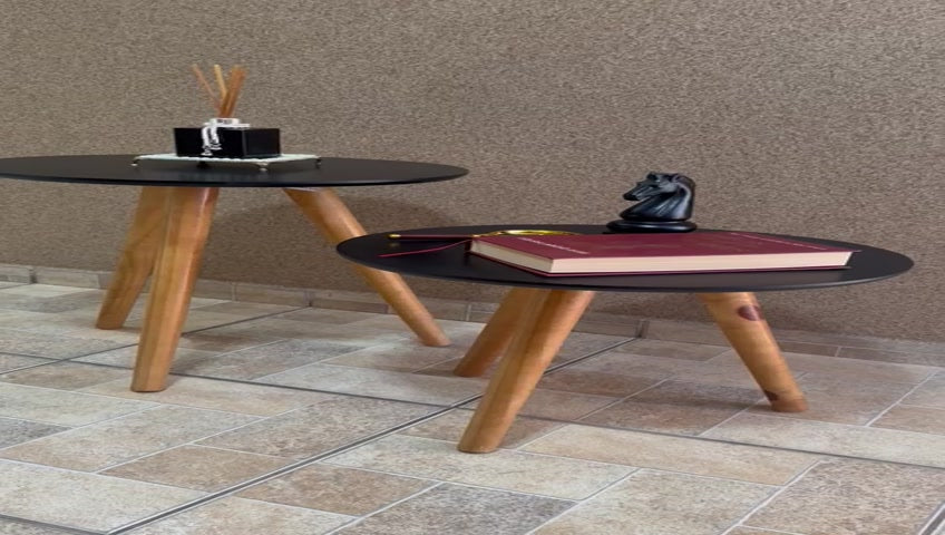 Conjunto de Mesas para Sala Classic Sofá Redonda com Pés Palito Decoração