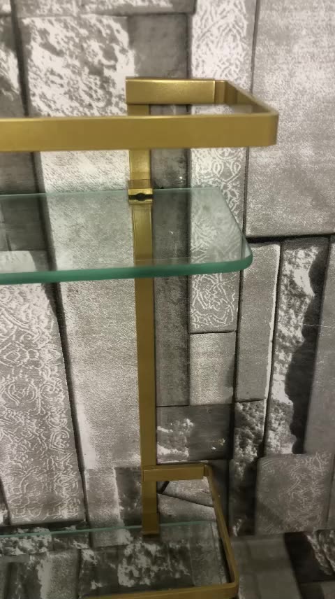 Suporte Porta Shampoo Prateleira Vidro Banheiro Nicho Duplo Dourado