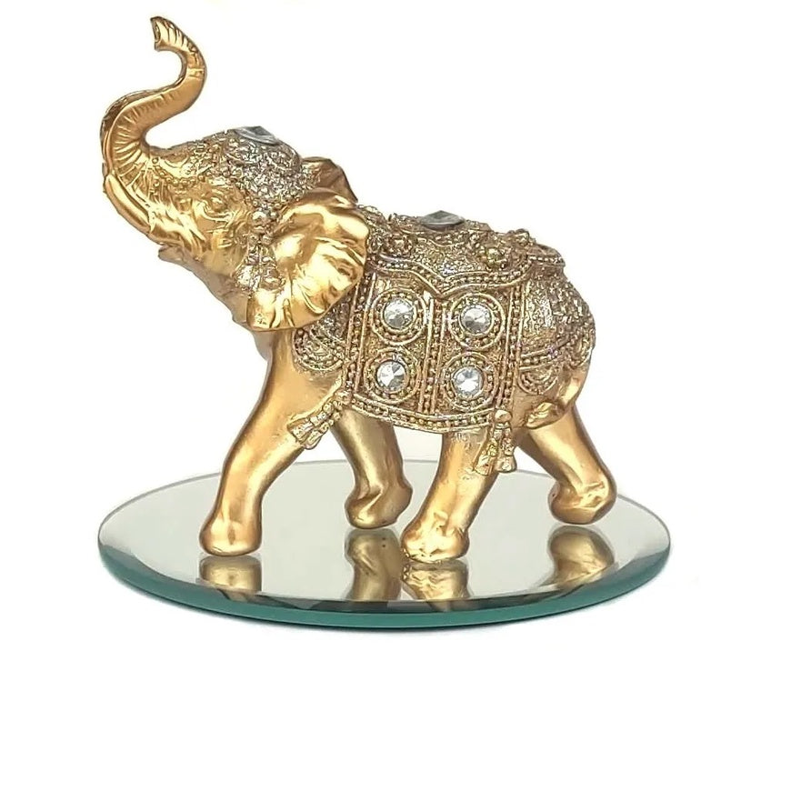 Elefante Indiano com Base Espelhada em Resina | Alma & Casa