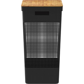 Cesto de Roupas Grid Luxo com Tampa de Bambu 49L | Alma & Casa
