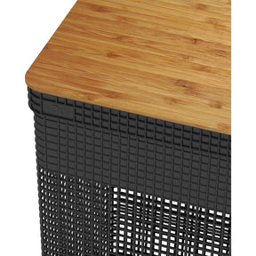 Cesto de Roupas Grid Luxo com Tampa de Bambu 49L | Alma & Casa