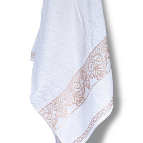 Kit 3 Toalhas de Banho Jacquard Branca Hotel Spa Salão Grossa e Grande 400g/m2 - 75x140cm - Ohana 100% Algodão