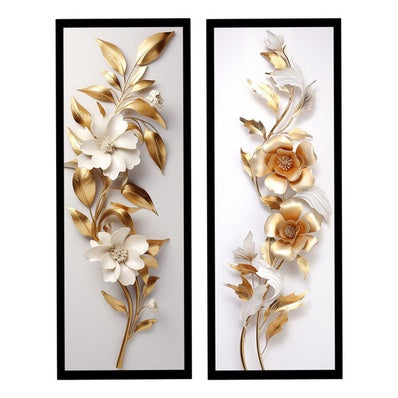 Quadros Flores Douradas: Elegância que Floresce | Alma & Casa