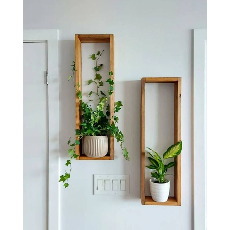 KIT2 Nichos Retangular Decorativos Organizador Madeira Pinus