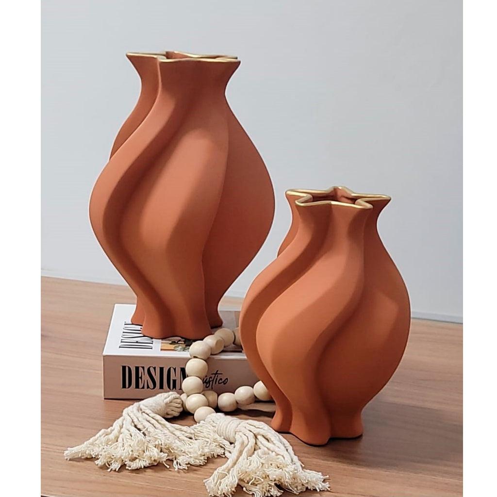 Kit 2 Peças Vasos Cerâmicos Artesanais para Decoração Sofisticada | Alma & Casa