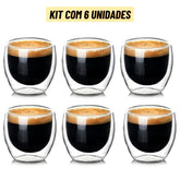 Jogo 6 Copos de Vidro Duplo 80ml: Design e Charme | Alma & Casa