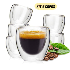 Jogo 6 Copos de Vidro Duplo 80ml: Design e Charme | Alma & Casa