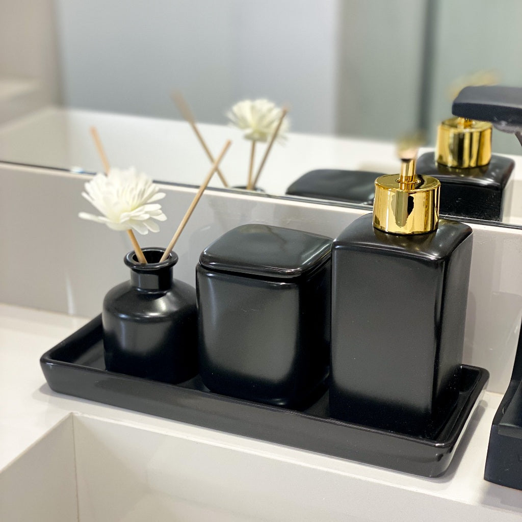 Conjunto Banheiro Porcelana 4 Peças com Bandeja | Alma & Casa