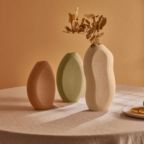 Trio de Vasos de Cerâmica Bege, Verde e Marrom | Alma & Casa