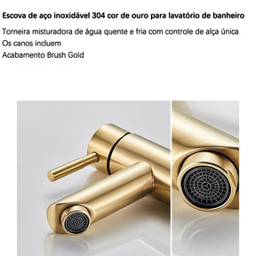 Torneira para lavatório SUS 304 de aço inoxidável simples e fria de 1/2 polegada