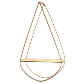 Nicho Prateleira Suspenso Decoração Madeira Pinus Fixo de Parede Quarto Sala Metal (Gota) 57x10x33