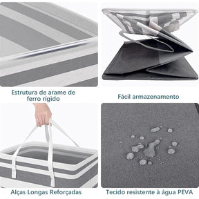 Cesto de Roupa Grande 75L Dobrável - Conjunto com 2 Peças 40x30x70cm para Roupas Sujas | cesta de roupa suja