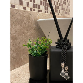 Conjunto Lavabo Luxo Preto com Bandeja e Vasinho | Alma & Casa