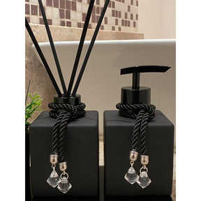 Conjunto Lavabo Luxo Preto com Bandeja e Vasinho | Alma & Casa